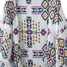 Vintage Chiffon Blouse Women Printed Kimono Cardigan J4U66
