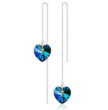 Vintage Crystal Drop Earrings Wedding Jewelry For Women Blue Style Romantic Heart rhinestone Dangle Earrings J4U66