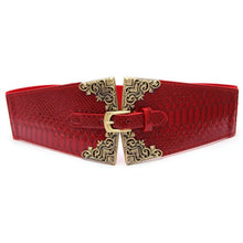 Vintage Metal Buckle Stylish Women Elastic Wide Waist Belt Leather Waistband J4U66