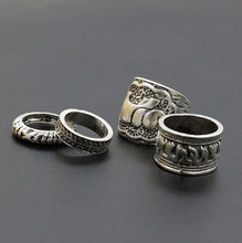 Vintage Punk Ring Set Unique Carved Antique Silver Elephant Totem Leaf Lucky Rings for Women Boho Beach Jewelry 4pc J4U66