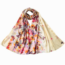 vintage silk scarf women scarves shawls ladies rose feather butterfly printed soft pashmina femme J4U66