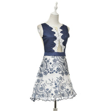 Vintage Sleeveless Backless Dress Women Mini Lace Dresses Floral Print Elegant Sexy Perspective Dress Vestidos J4U66