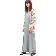 vintage women flower print tassel chiffon coat tops kimono shawl wrap cover up cardigans J4U66