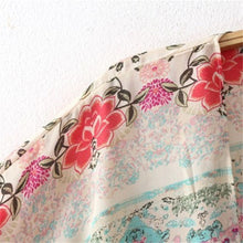 vintage women flower print tassel chiffon coat tops kimono shawl wrap cover up cardigans J4U66