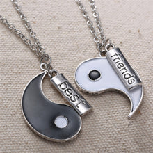 Vintage puzzle Hand Stamped Friendship yin yang puzzle pendant chain Necklace unique personalized for friendship/Valentine's Day J4U66