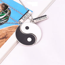 Vintage puzzle Hand Stamped Friendship yin yang puzzle pendant chain Necklace unique personalized for friendship/Valentine's Day J4U66