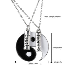 Vintage puzzle Hand Stamped Friendship yin yang puzzle pendant chain Necklace unique personalized for friendship/Valentine's Day J4U66