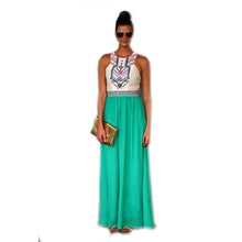 Vogue Women Boho Floral Print Dress Sleeveless Long Maxi Dresses Vintage  J4U66