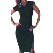 Vogue Women Lady Casual O Neck Split Cocktail Long Dress New Style J4U66