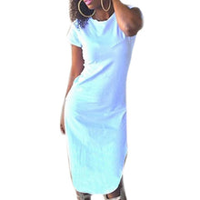 Vogue Women Lady Casual O Neck Split Cocktail Long Dress New Style J4U66