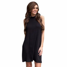Vogue Women's Ladies Casual Turtle Neck Sleeveless Party Mini Dress J4U66