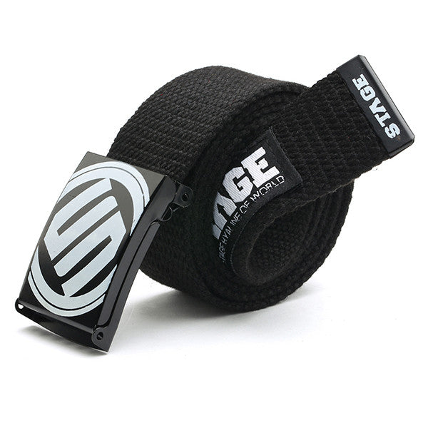 Waist Belt Men Women Casual Smooth Buckle Canvas Waistband Unisex Strap Belt J4U66