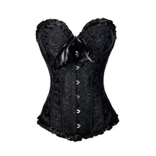 waist corsets women overbust corset strapless ribbon bow bustiercorselet with g-string J4U66