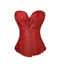 waist corsets women overbust corset strapless ribbon bow bustiercorselet with g-string J4U66