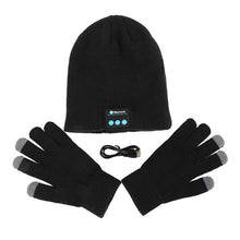 warm soft smart headset bluetooth wireless beanies hats gloves set for women men unisex caps headphone speaker J4U66
