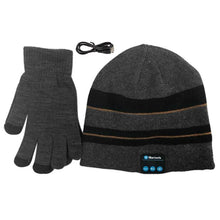 warm soft smart headset bluetooth wireless beanies hats gloves set for women men unisex caps headphone speaker J4U66