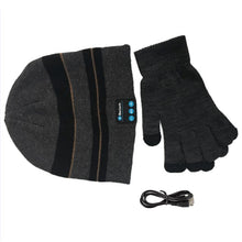 warm soft smart headset bluetooth wireless beanies hats gloves set for women men unisex caps headphone speaker J4U66