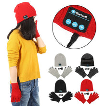 warm soft smart headset bluetooth wireless beanies hats gloves set for women men unisex caps headphone speaker J4U66