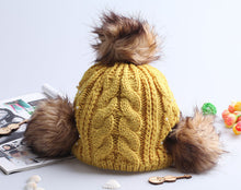 warm sweet girl hat faux fur ball knitted cap yellow hats for womenchapeu feminino orderhurry up J4U66