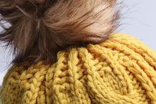 warm sweet girl hat faux fur ball knitted cap yellow hats for womenchapeu feminino orderhurry up J4U66