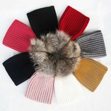 Warm Child Baby Girls Boys Knitted Woolen Natural Crochet Ski Kids Beanies Caps Raccoon Fur Pom Bobble Hats J4U66