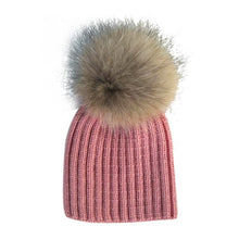 Warm Child Baby Girls Boys Knitted Woolen Natural Crochet Ski Kids Beanies Caps Raccoon Fur Pom Bobble Hats J4U66