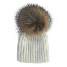 Warm Child Baby Girls Boys Knitted Woolen Natural Crochet Ski Kids Beanies Caps Raccoon Fur Pom Bobble Hats J4U66