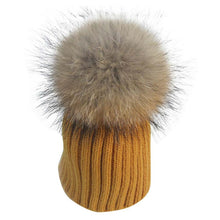Warm Child Baby Girls Boys Knitted Woolen Natural Crochet Ski Kids Beanies Caps Raccoon Fur Pom Bobble Hats J4U66