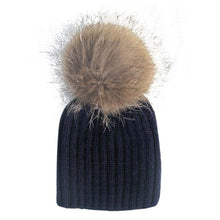 Warm Child Baby Girls Boys Knitted Woolen Natural Crochet Ski Kids Beanies Caps Raccoon Fur Pom Bobble Hats J4U66