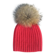 Warm Child Baby Girls Boys Knitted Woolen Natural Crochet Ski Kids Beanies Caps Raccoon Fur Pom Bobble Hats J4U66
