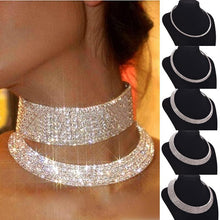 Wedding Birthday Jewelry Women Crystal Rhinestone Collar Necklace Choker Necklaces J4U66