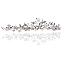 wedding party hairband headpiece simple leaf and flower shape women tiara pearl rhinestone crown headband jewelry J4U66