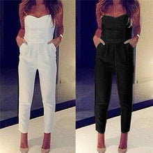 White Black Strapless Jumpsuit Rompers Womens JumpsuitWomen Sexy High Waist Slim Solid Pocket Long Jumpsuits Overalls Pant J4U66