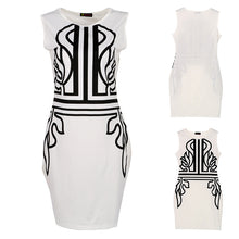 White Sleeveless Embroidery Dress on Super Deal Bodycon Work Dress Elegant Lady Trendy Women Dress J4U66
