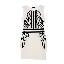 White Sleeveless Embroidery Dress on Super Deal Bodycon Work Dress Elegant Lady Trendy Women Dress J4U66