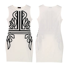 White Sleeveless Embroidery Dress on Super Deal Bodycon Work Dress Elegant Lady Trendy Women Dress J4U66