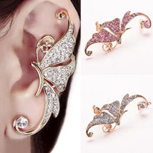 s Shiny Womens Butterfly Wings Shape Left Ear Clip Clamp Earrings J4U66