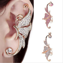 s Shiny Womens Butterfly Wings Shape Left Ear Clip Clamp Earrings J4U66