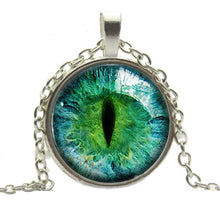 Blue Green Cat Eye Necklace Pendant Charming Rhinestone Ethnic Necklace for Men Women Jewelry J4U66