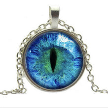Blue Green Cat Eye Necklace Pendant Charming Rhinestone Ethnic Necklace for Men Women Jewelry J4U66