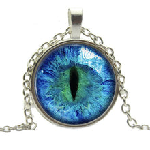 Blue Green Cat Eye Necklace Pendant Charming Rhinestone Ethnic Necklace for Men Women Jewelry J4U66