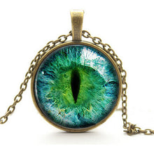 Blue Green Cat Eye Necklace Pendant Charming Rhinestone Ethnic Necklace for Men Women Jewelry J4U66