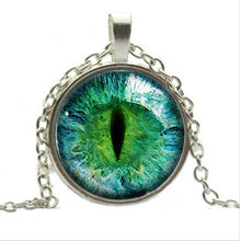Blue Green Cat Eye Necklace Pendant Charming Rhinestone Ethnic Necklace for Men Women Jewelry J4U66
