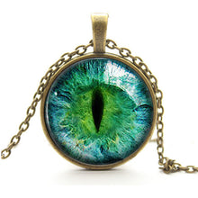 Blue Green Cat Eye Necklace Pendant Charming Rhinestone Ethnic Necklace for Men Women Jewelry J4U66
