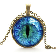 Blue Green Cat Eye Necklace Pendant Charming Rhinestone Ethnic Necklace for Men Women Jewelry J4U66