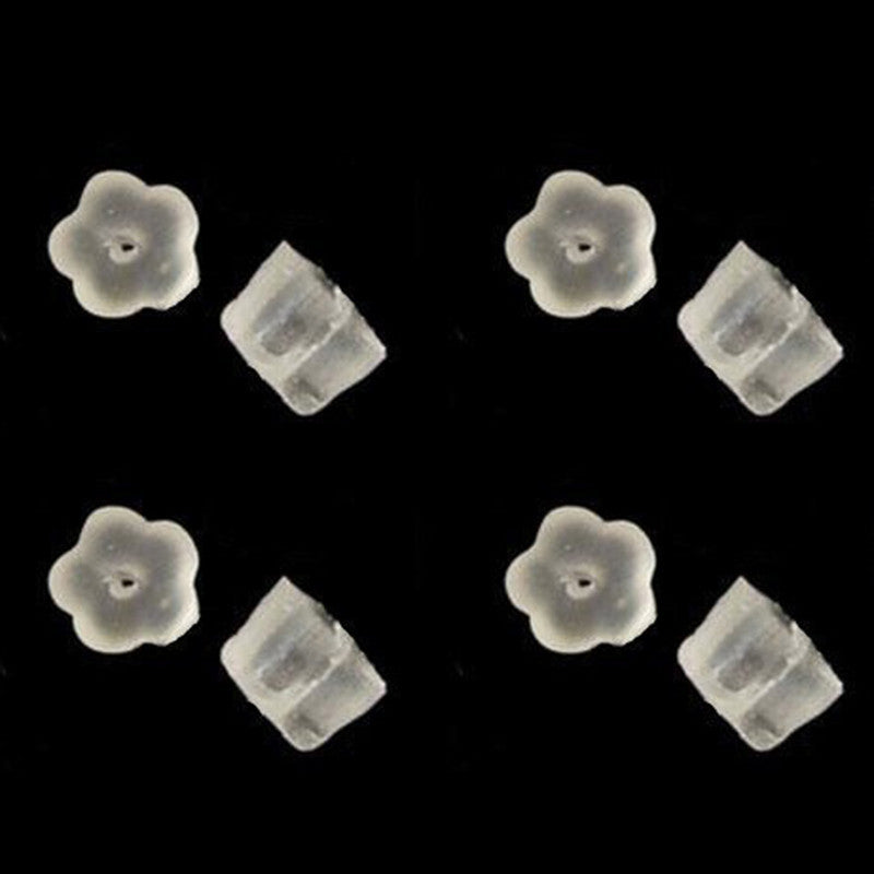Rubber Flower Style Clear Studs Earring Back Jewelry Small Accessories 100Pcs J4U66