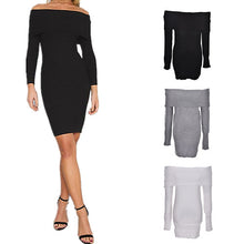 Sexy BodyCon Slim Sweater Mini Club Party Night Dress Women Long Sleeve Slash Neck Knit Dres3 Colors J4U66