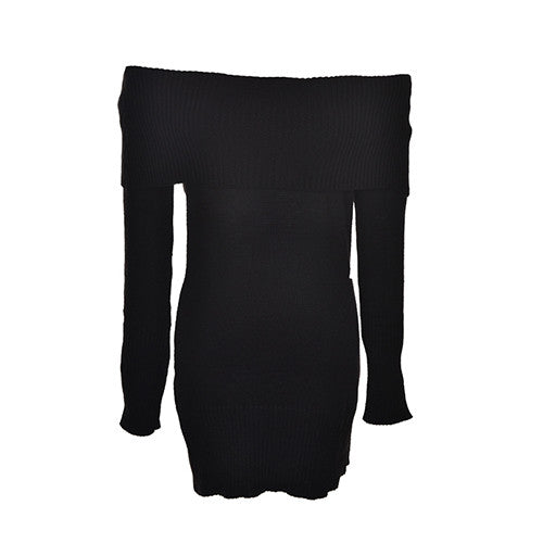 Sexy BodyCon Slim Sweater Mini Club Party Night Dress Women Long Sleeve Slash Neck Knit Dres3 Colors J4U66