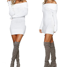 Sexy BodyCon Slim Sweater Mini Club Party Night Dress Women Long Sleeve Slash Neck Knit Dres3 Colors J4U66