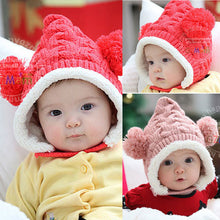 Baby Hat 0-5Y Infant Unisex Multicolored Warm Knitted Hats Two Balls Cap Xmas J4U66